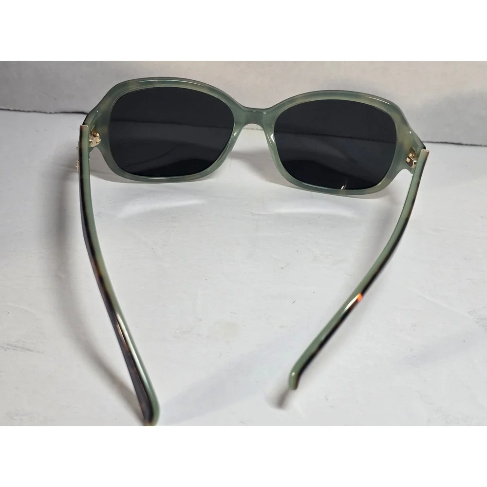 Kate Spade Tortoise Sage Green Polarized Sunglasses Oversized Square Case